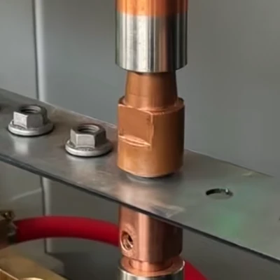 Energy storage spot welding machine for welding galvanized sheet and M8 nut