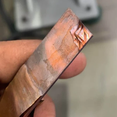 Copper Foil Edges Lift After Diffusion Welding Copper Foil Edges Lift After Diffusion Welding